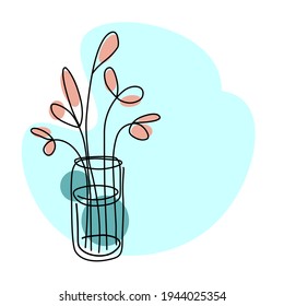 simple line vase with copyspace, doodle illustration