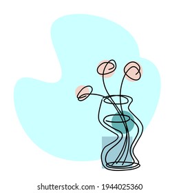 simple line vase with copyspace, doodle illustration