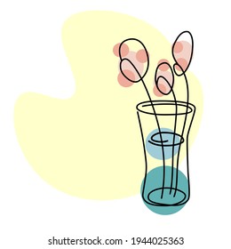 simple line vase with copyspace, doodle illustration