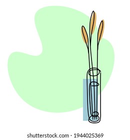 jarrón de línea simple con espacio de copia, ilustración de doodle