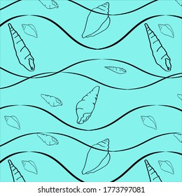 simple line vector art of marine seashell pattern