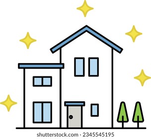 Simple Line Vector House Illustration