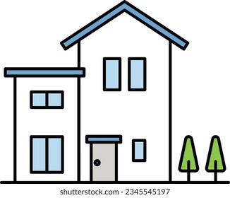 Simple Line Vector House Illustration