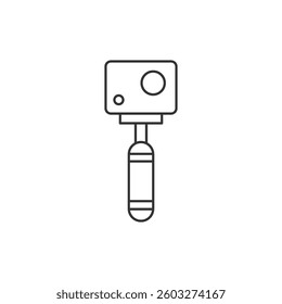 Simple line vector icon of action camera with handle.