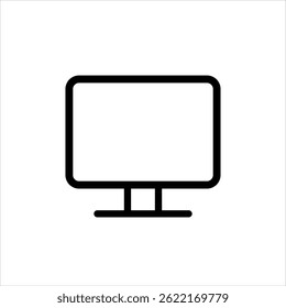 Icono de Vector de línea simple en estilo minimalista que muestra el monitor de la computadora. Conveniente para el diseño de la interfaz de usuario, la presentación del negocio, el tema de la tecnología, el desarrollo del Web y otros materiales visuales digitales.