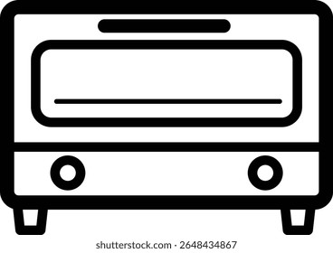Simple line vector icon of oven toaster, electric kitchen appliance for toasting bread, isolated on white background