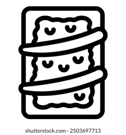 Simple line vector icon representing a delicious chocolate cake, ideal for food blogs and menus