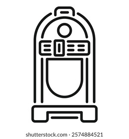 Simple line vector icon representing a vintage jukebox playing music