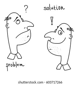 Simple line vector "problem-solution"