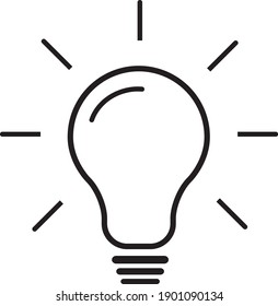 simple line vector, shiny lightbulb 