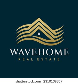 Diseño de logotipo de inicio de onda simple. Logotipo de marca de lujo inmobiliario o resort.