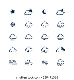 Simple line weather icon set. Vector illustration. Meteorology symbol.