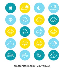 Simple line weather icon set. Vector illustration. Meteorology symbol.