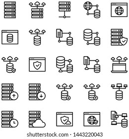 Simple line  web hosting icons set, Vector