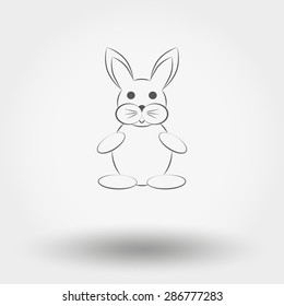 Simple line web icon Bunny toy. Vector illustration on a white background. Doodle, cartoon style.