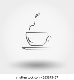Simple line web icon Cup of hot coffee. Vector illustration on a white background. Doodle, cartoon style.
