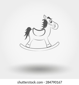 Simple line web icon Rocking horse. Vector illustration on a white background. Doodle, cartoon style.