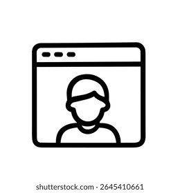 Einfache Linie Webprofil Avatar Man Inside Browser Tab Symbol