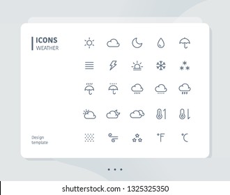 Simple line wether icon set. flat design style minimal vector illustration