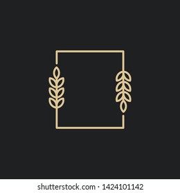 Simple Line Wheat Frame Best For Quote Or Logo Template