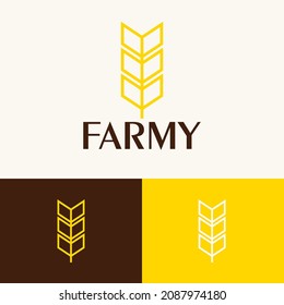 Einfaches Design des Logos für Weizen. Agrarfarm Logomark Illustration. Kann Pflanze, Vegan, Lebensmittel, Ernte, Gesundheit, Brot, Getreide darstellen.