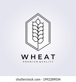 simple line wheat logo badge vector illustration design line art linear outline monoline seeds