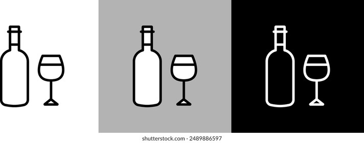 Icono de botella de Vector de vidrio de vino de línea simple.
