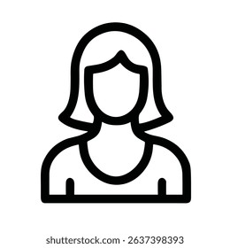 Simple Line Woman Avatar Profile User Portrait Icon Representation