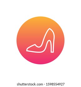 Simple line woman shoes vector with circle gradient color