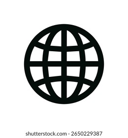 Simple Line World Globe Icon for Website and Application Design