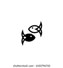 Simple Line Yin yang fish Logo Template