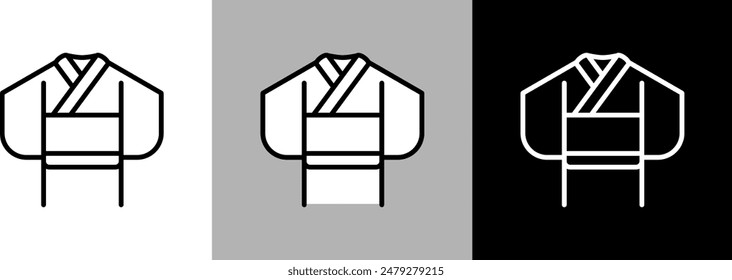 Simple line yukata and kimono vector icon. Japanese traditional costume.