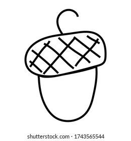 Simple linear acorn on a white background. A simple linear bill of one hundred on a white background.
