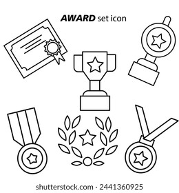 Simple linear awards set icon vector