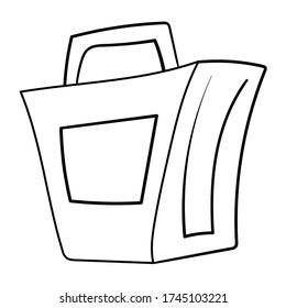 Simple linear bag with place for text. Vector suitcase in doodle style. Stock illustration for design, decoration and printing.
