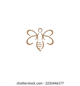 Simple linear bee icon vector illustration.