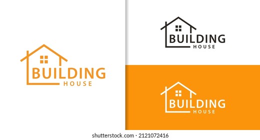 simple linear Building house architecture wordmark logo design inspiration