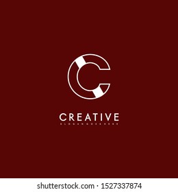 simple linear C logotype isolated on ruby red background design concept. vector illustration