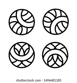 Simple linear circle logo signs. Round ornamental icon.