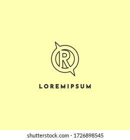 simple linear circle R logo letter design concept