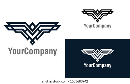 Simple linear eagle logo icon design template elements. Simple minimalist template graphic illustration. Creative vector emblem, for icon or design concept.