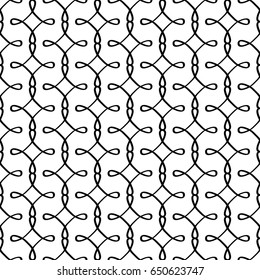 Simple linear filigree pattern. Vector black and white ornamental background