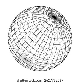 A simple linear globe icon. Geometric globe grid. Spherical forms of the globe grid. Global geographical surface. Globe mesh spheres. Vector illustration EPS10