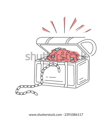 Simple linear graphic illustration with treasure chest