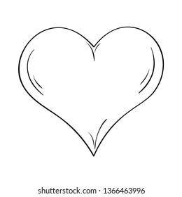 Simple linear heart isolated on white background. Sketch.
