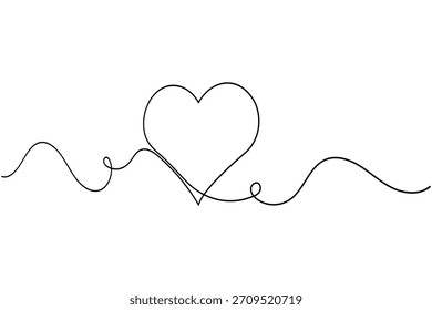 Símbolo de coração linear simples em fundo branco, ideal para vários projetos.