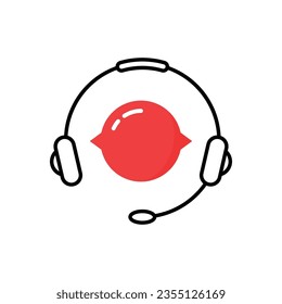 einfaches lineares Hotline-Service-Logo. Konzept der Internetberatung crm, Feedback Kontakt, Sekretärin, Kundenbetreuung, Callback Erfahrung. Trend-Grafik-Logotypdesign mit flachem Umriss auf weißem Hintergrund