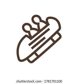 Simple linear icon with bobsleigh
