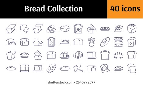 Simple Linear Icon of Bread. Minimalistic Linear Pictogram for Web and Graphic Design, Apps, Banners, Social Network and Cards