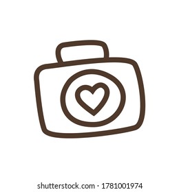Cámara de iconos lineal simple para fotos de amor